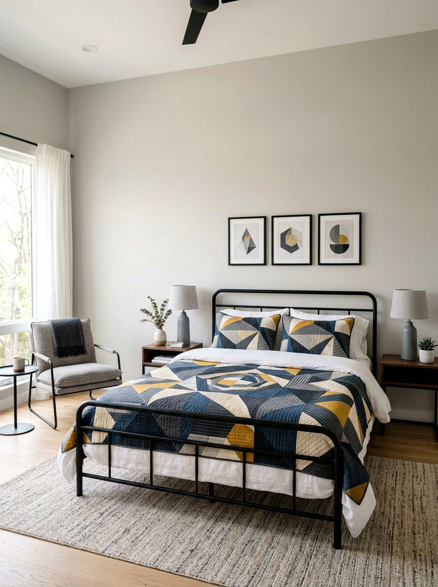 Modern Geometric Quilt - 25 Spring Quilt Ideas