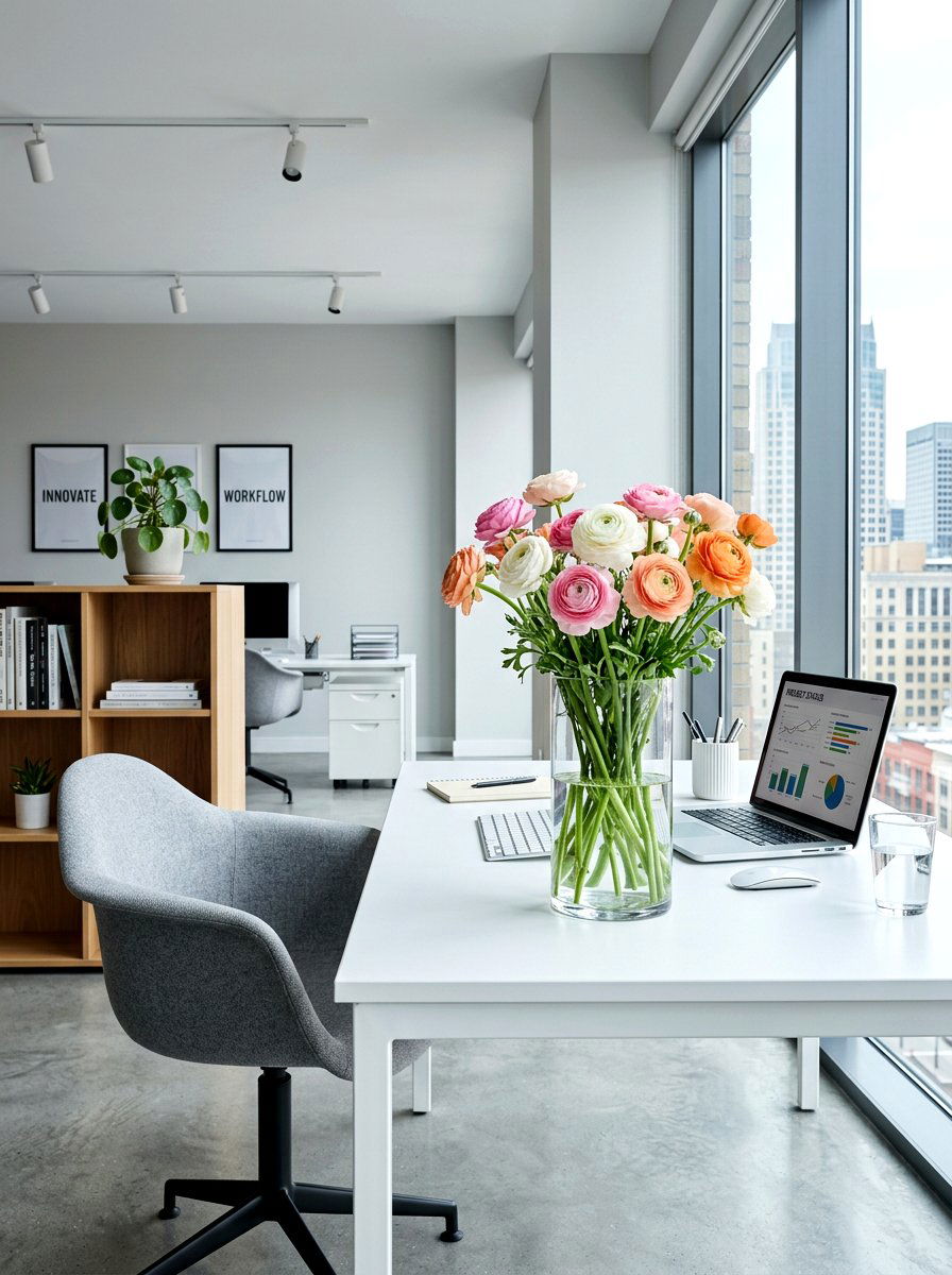Modern Glass Ranunculus Vase - 25 Spring Ranunculus Arrangement Ideas
