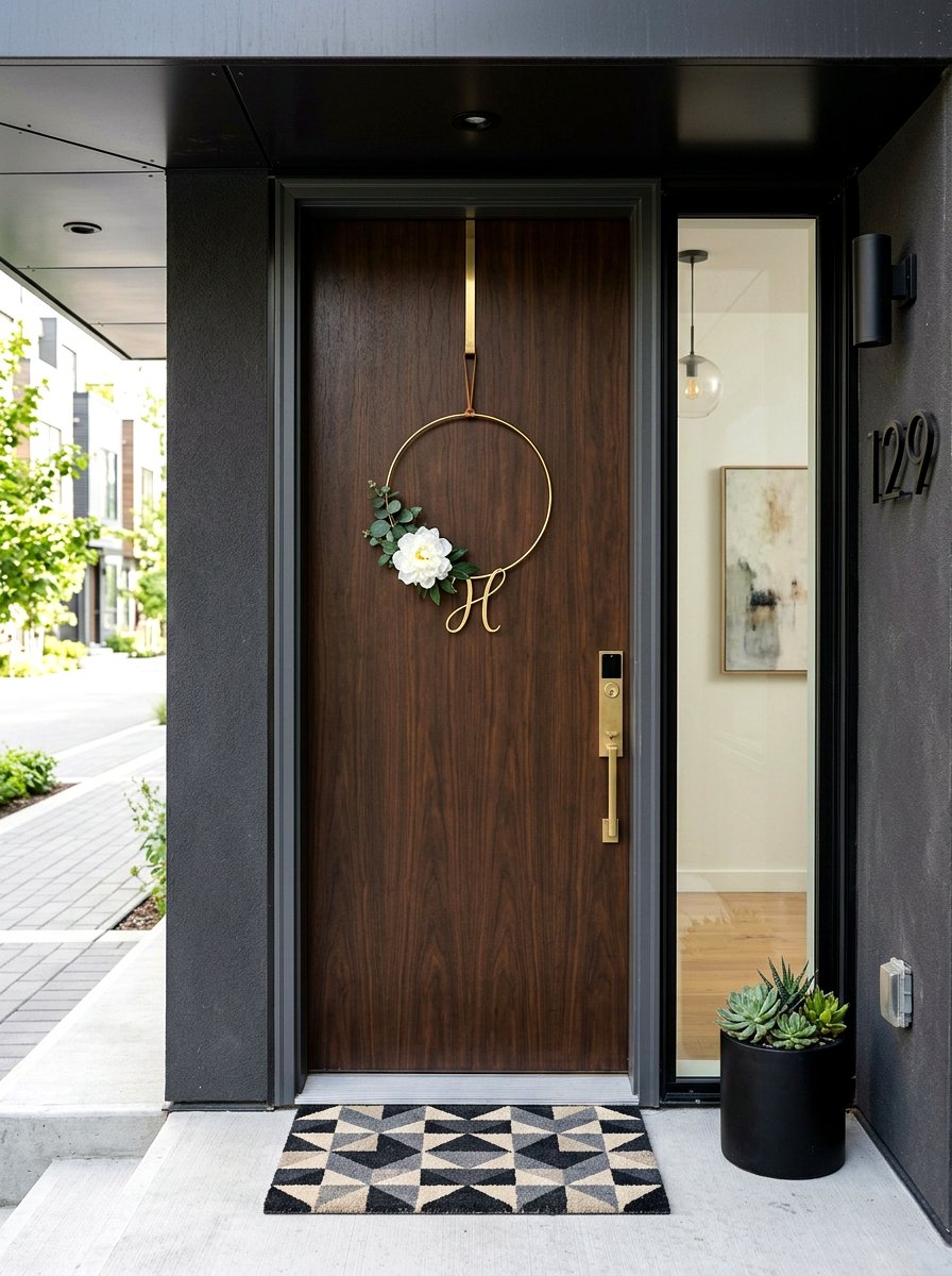 Modern Gold Hoop Monogram Wreath - 25 Spring Initial Wreath Ideas