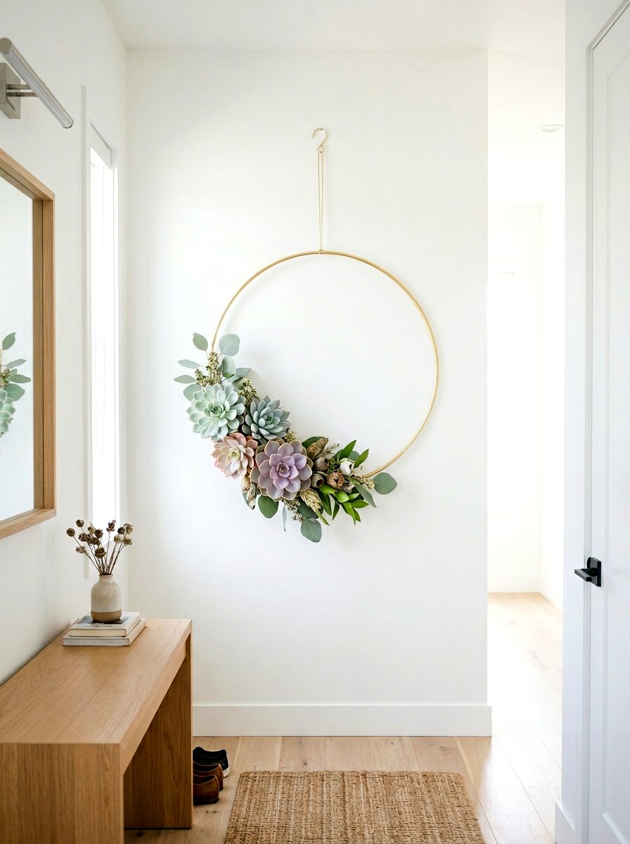 Modern Hoop Succulent Wreath - 25 Spring Succulent Wreath Ideas