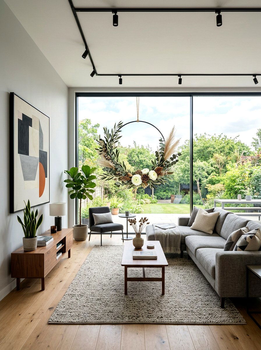 Modern Hoop Wreath - 25 Spring Window Wreath Ideas