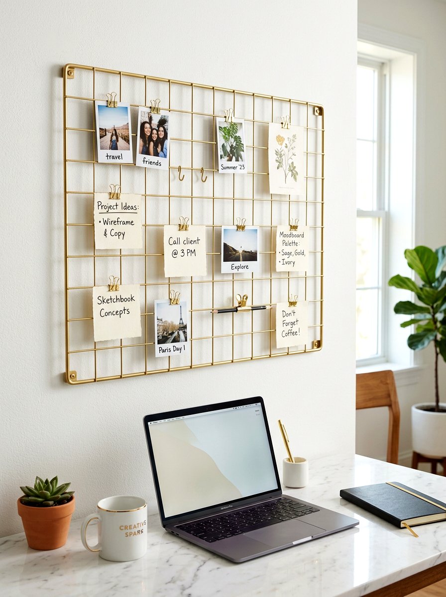 Modern Metal Grid Organizer - 25 Spring Photo Wall Ideas