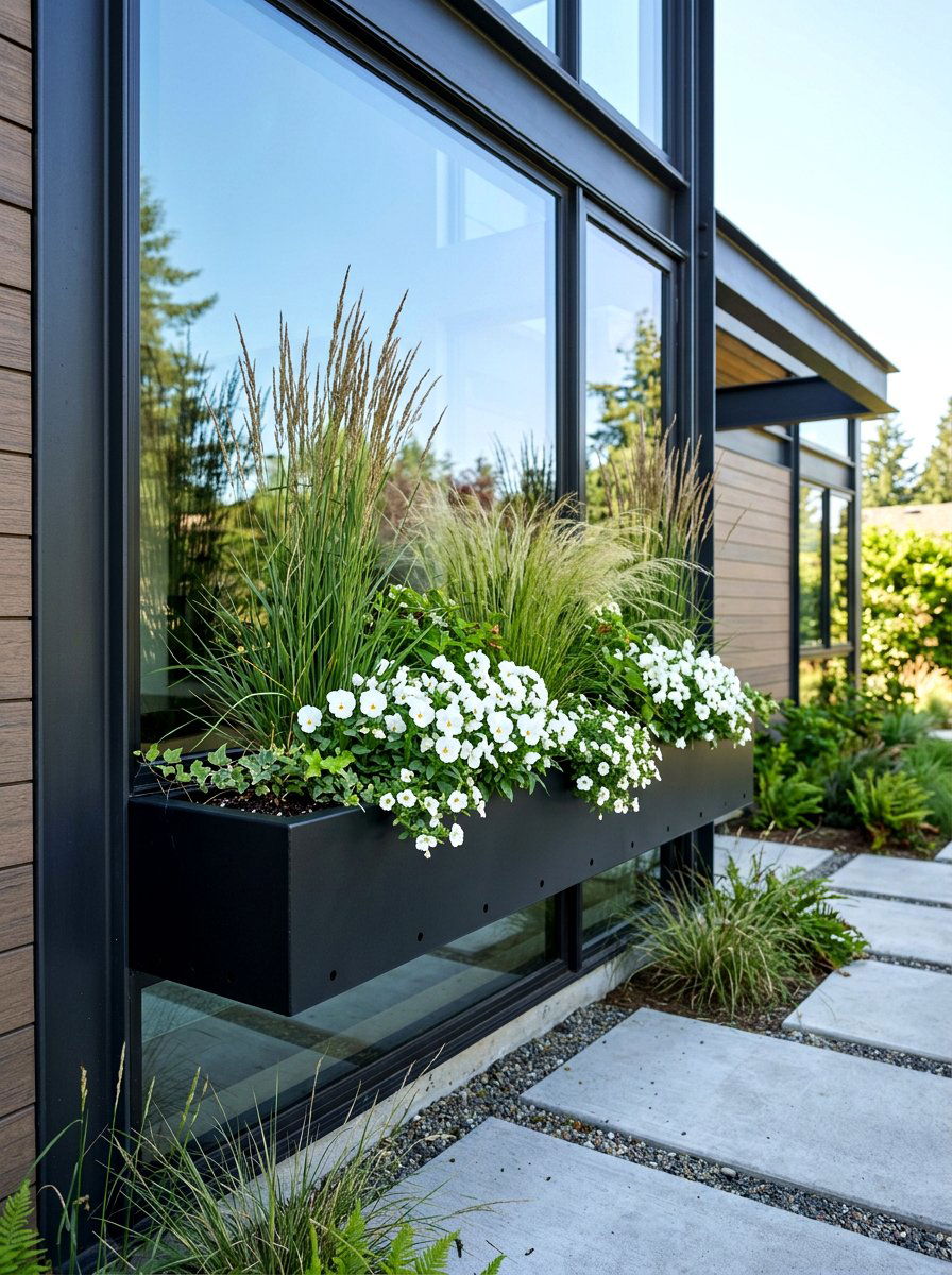 Modern Metal Window Box - 25 Spring Window Box Ideas