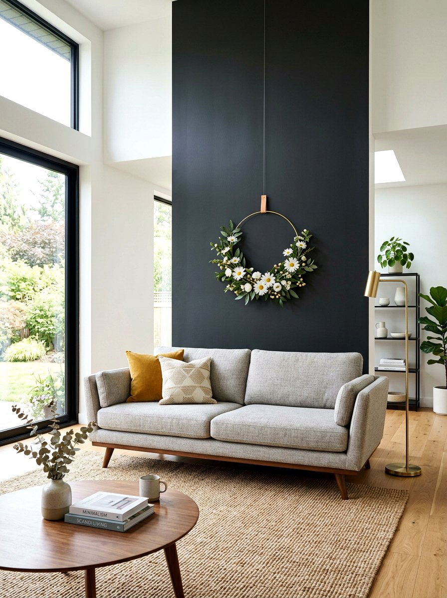 Modern Minimalist Daisy - 25 Spring Daisy Wreath Ideas