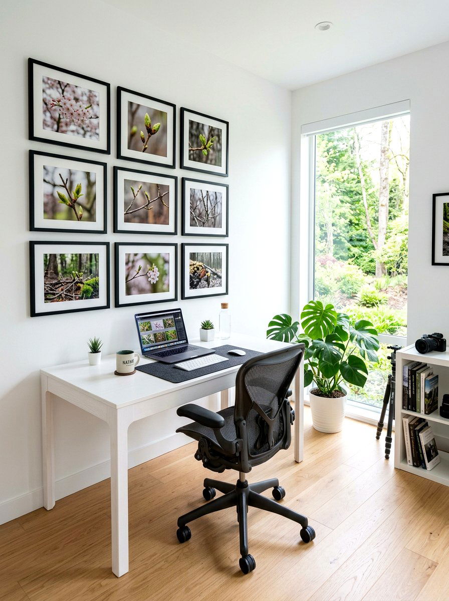 Modern Minimalist Nature Photography Office - 25 Spring Gallery Wall Ideas