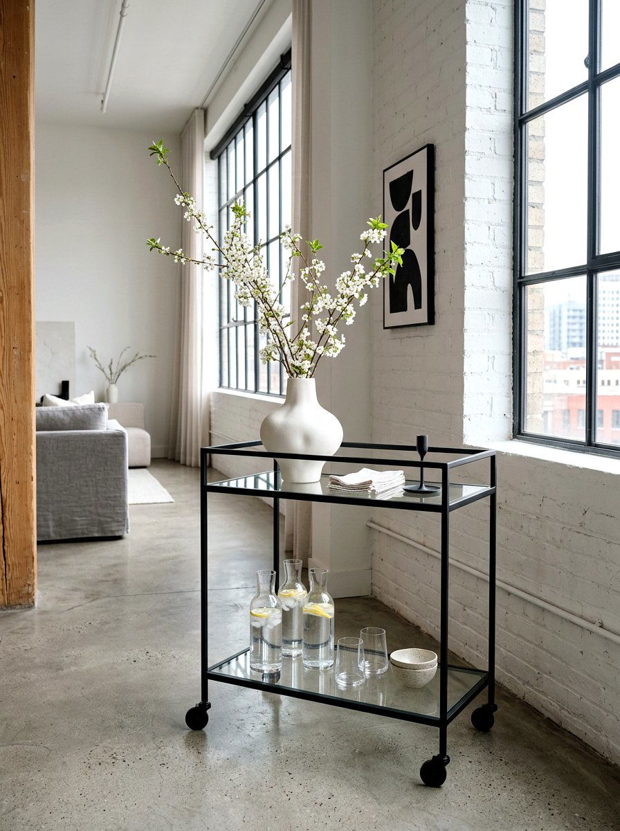 Modern Minimalist Spring Decor - 25 Spring Bar Cart Decor Ideas