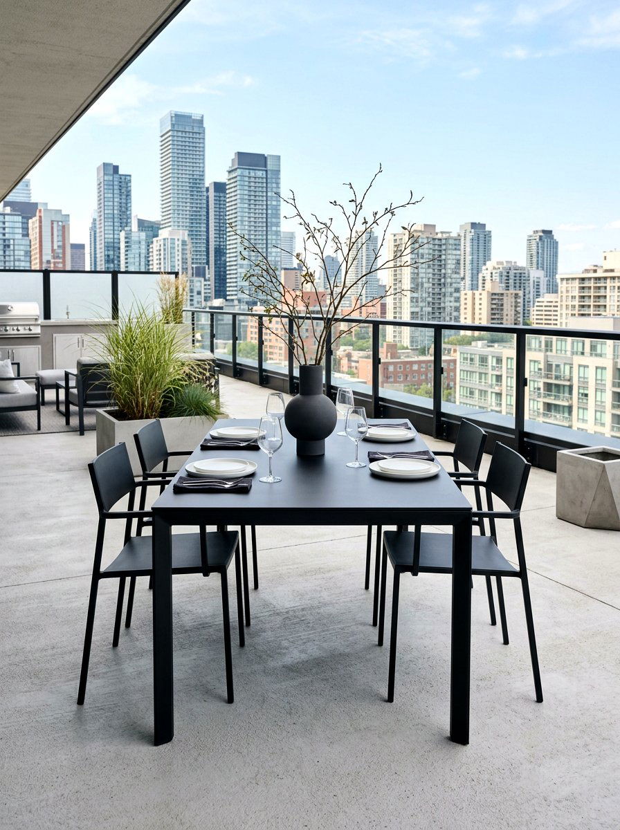 Modern Minimalist Terrace Dining - 25 Spring Outdoor Dining Table Decor Ideas