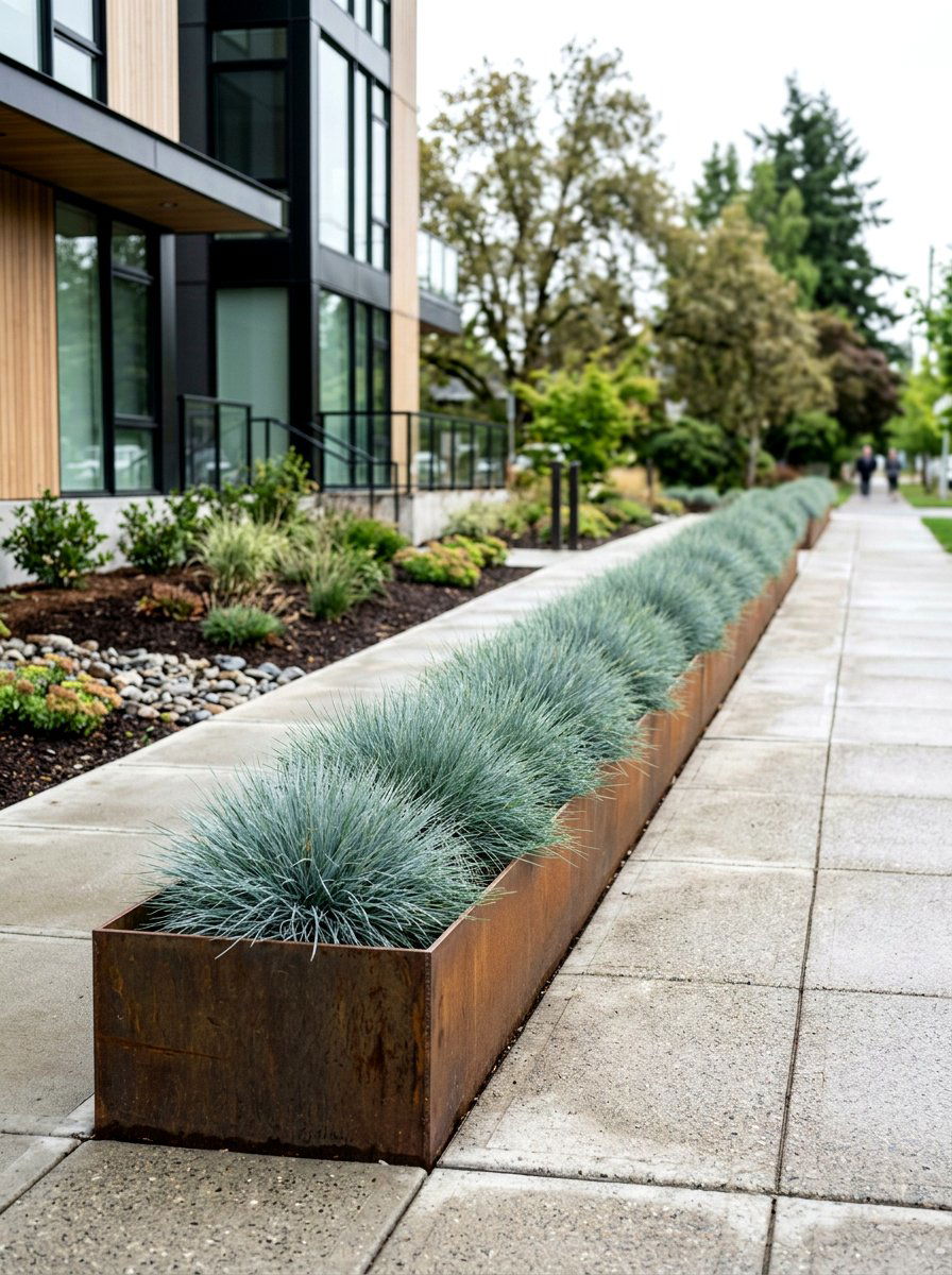 Modern Minimalist Trough Planter - 25 Spring Sidewalk Planter Ideas
