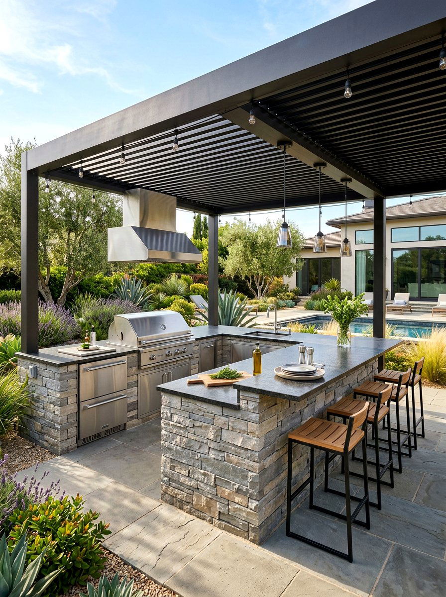 Modern Outdoor Kitchen - 25 Spring Backyard Decor Ideas