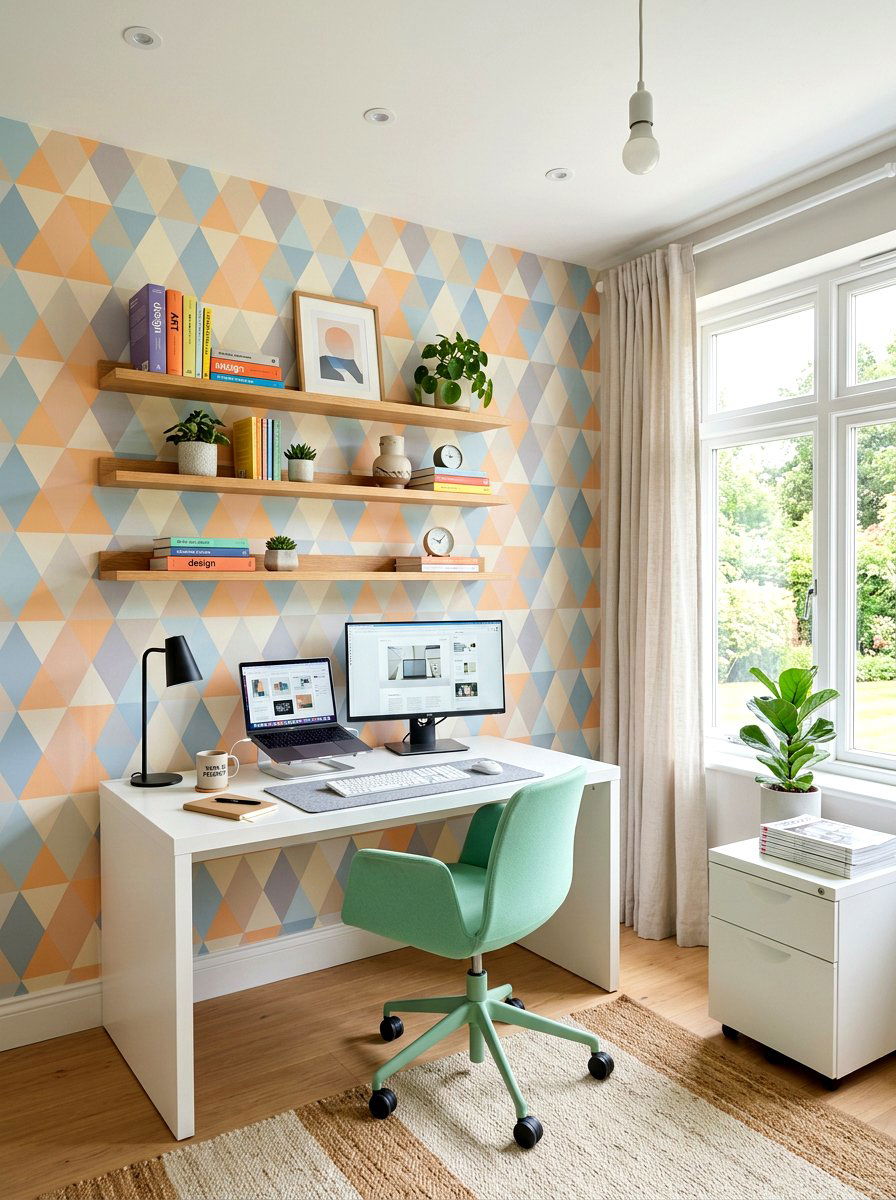 Modern Pastel Geometric Wallpaper - 25 Spring Peel and Stick Wallpaper Ideas