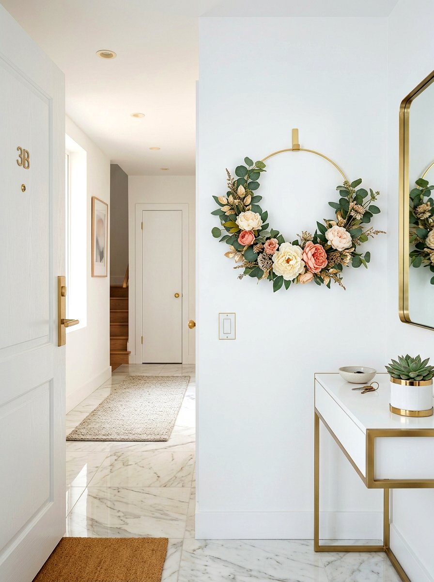 Modern Peony Gold Hoop - 25 Spring Peony Wreath Ideas