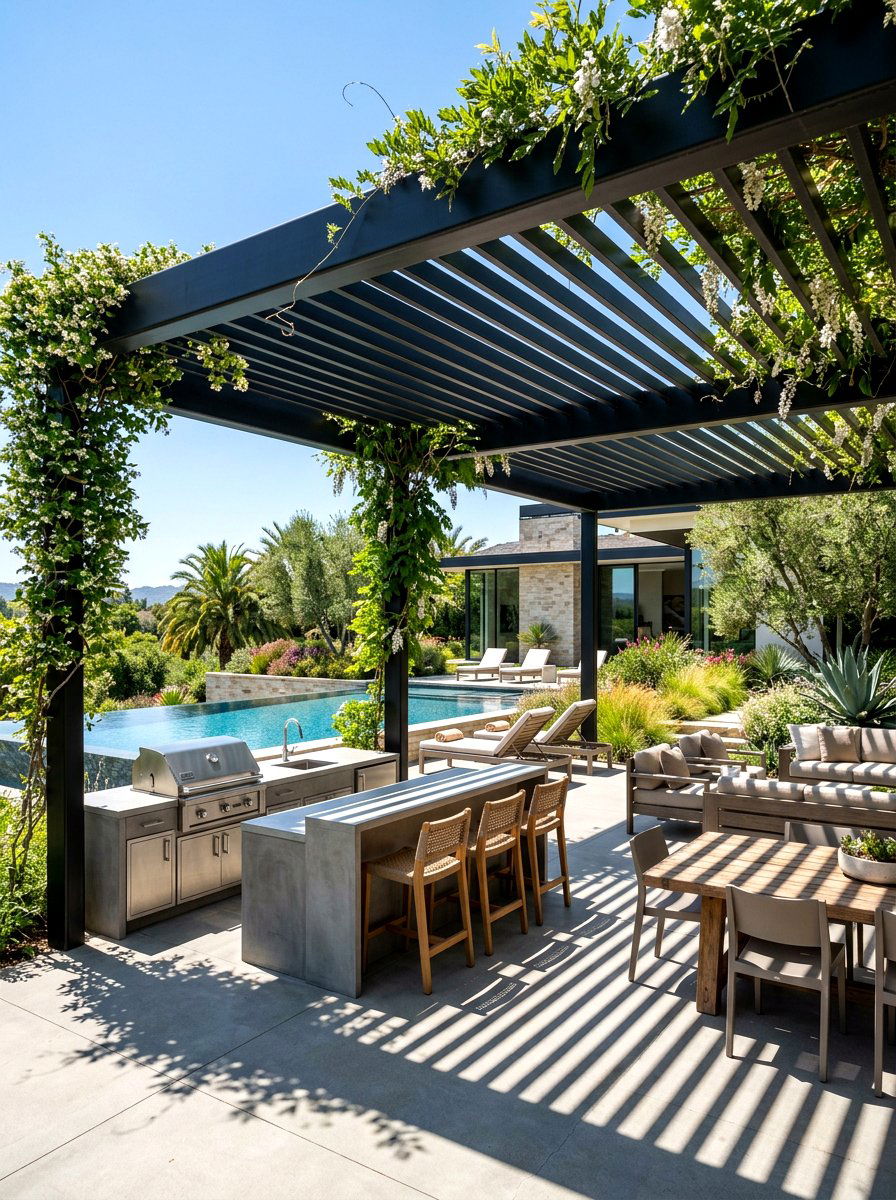 Modern Pergola Structure - 25 Spring Pool Area Decor Ideas