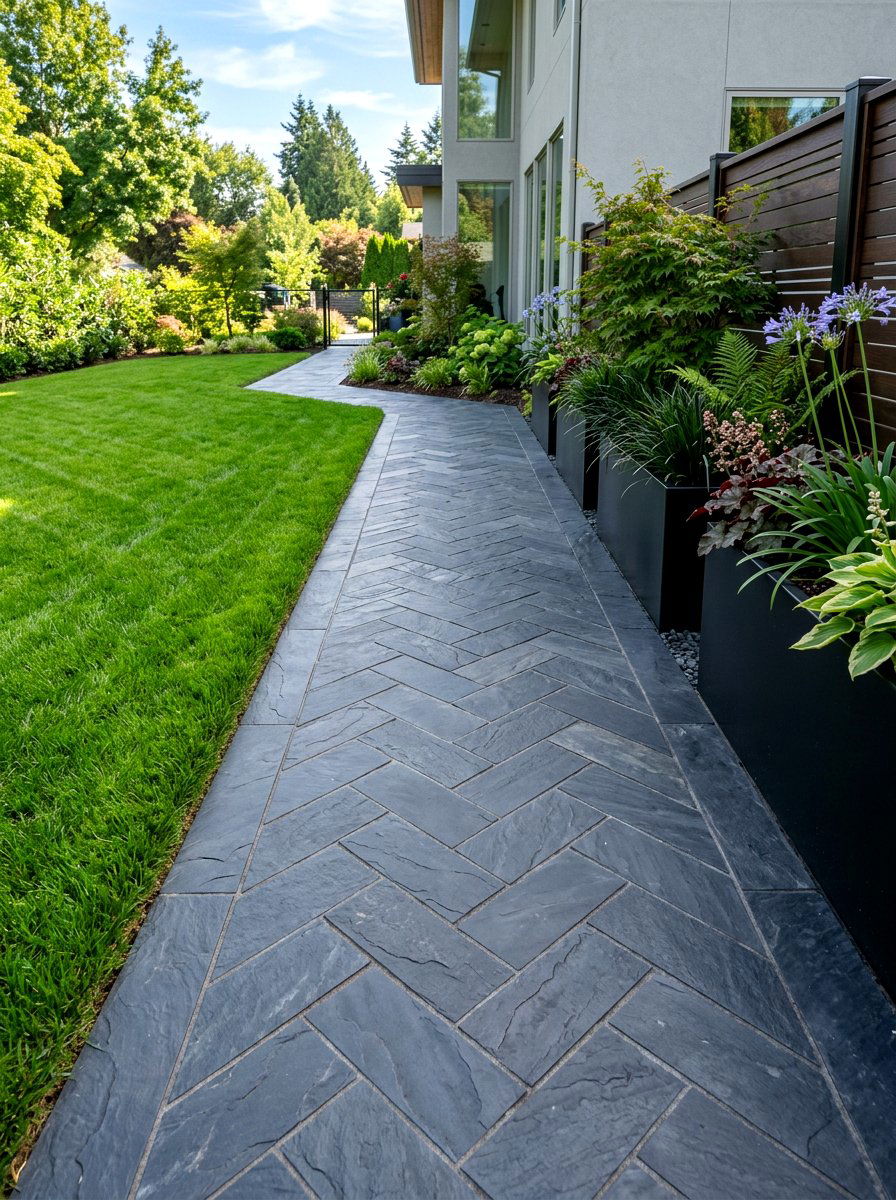 Modern Slate Tiles - 25 Spring Side Yard Decor Ideas
