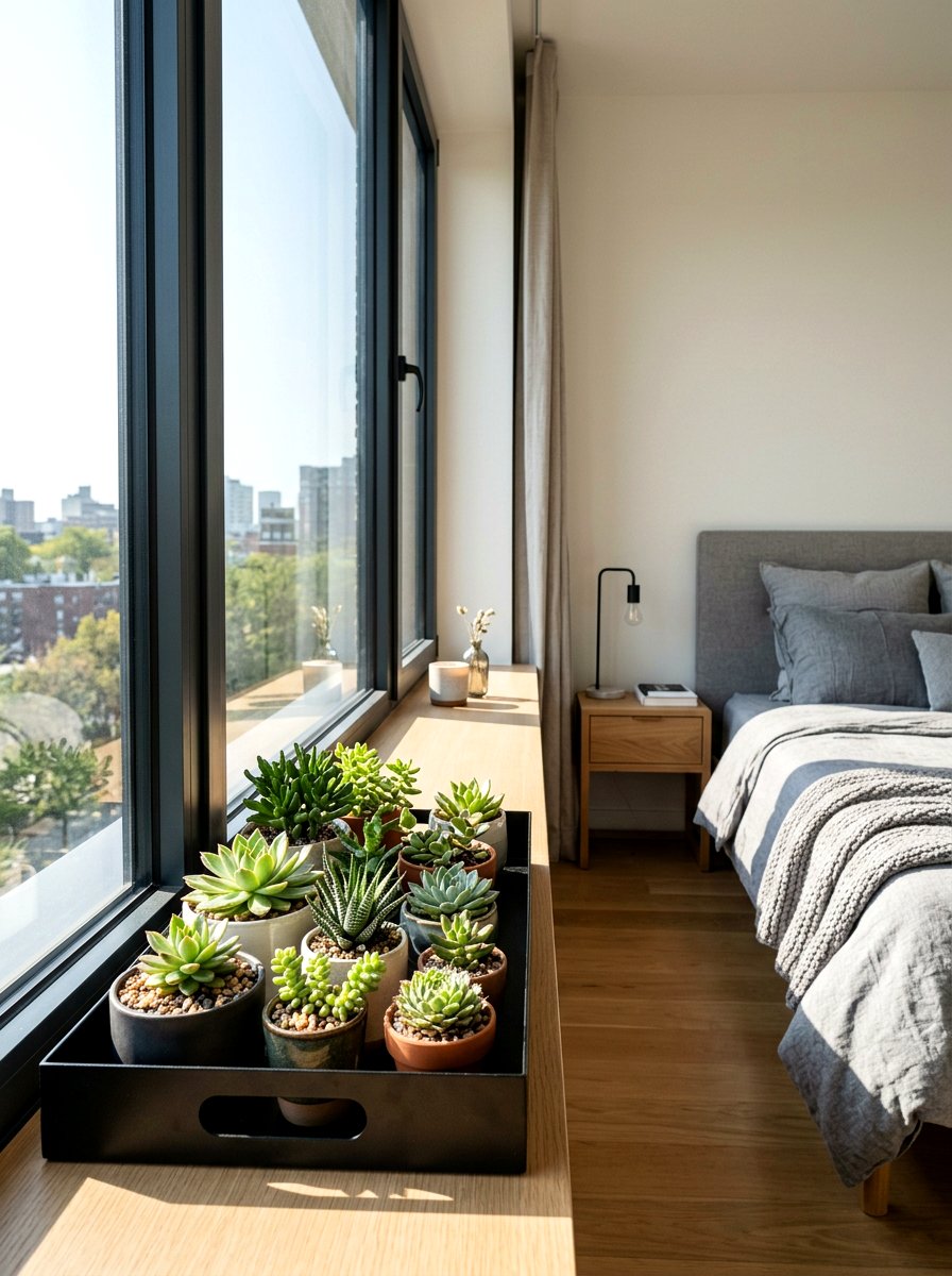 Modern Succulent Tray - 25 Spring Window Ledge Decor Ideas