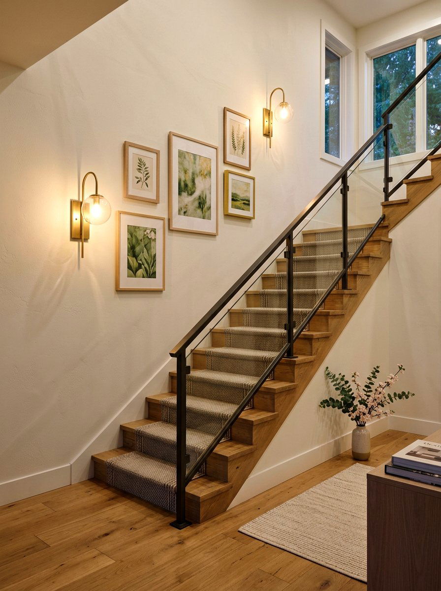 Modern Wall Sconce - 25 Spring Stairway Wall Decor Ideas