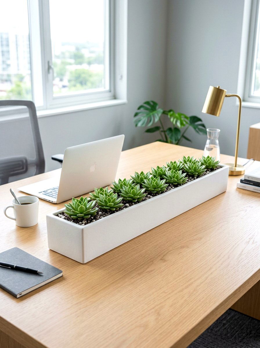 Modern White Succulent Planter - 25 Spring Succulent Centerpiece Ideas