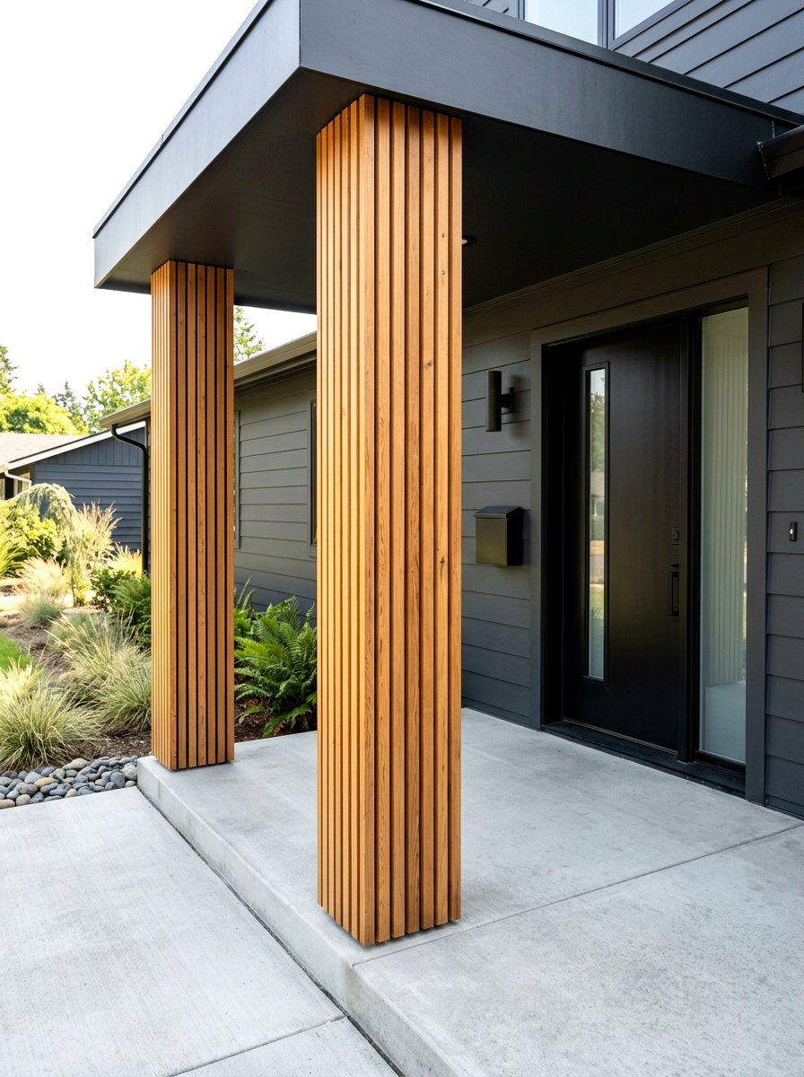 Modern Wood Column Slats - 25 Spring Porch Column Decor Ideas