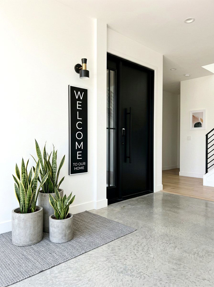 Modern black and white welcome sign - 25 Spring Porch Sign Ideas