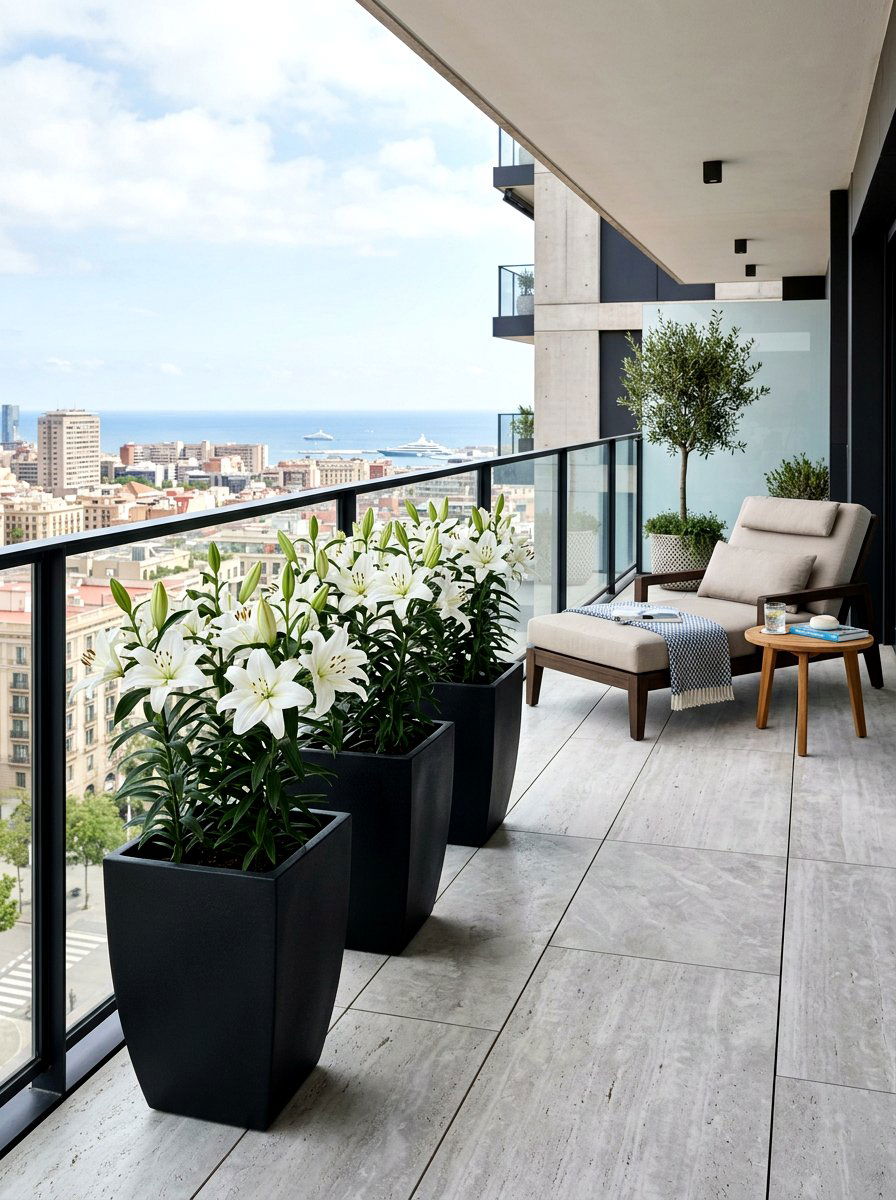 Modern black planter - 25 Spring Balcony Planter Ideas