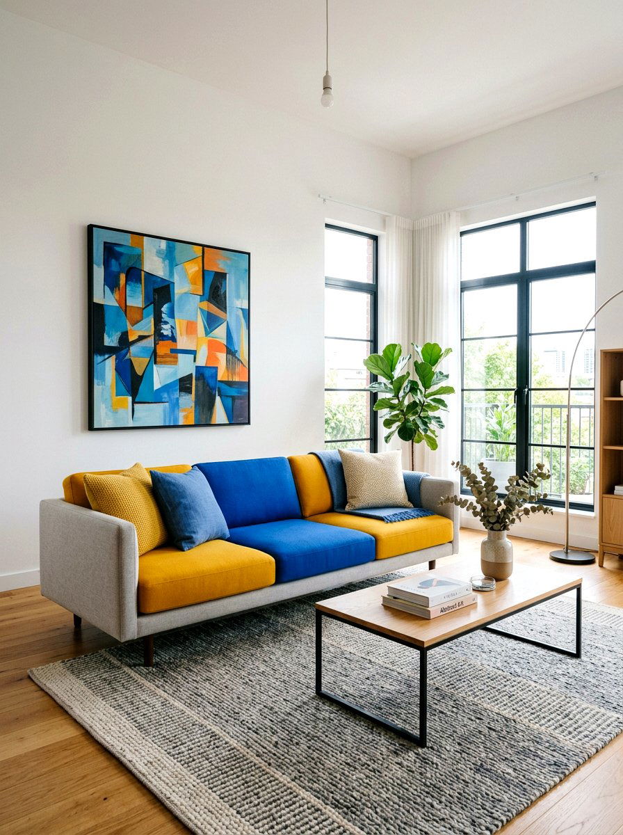 Modern color block sofa - 25 Spring Color Block Decor Ideas