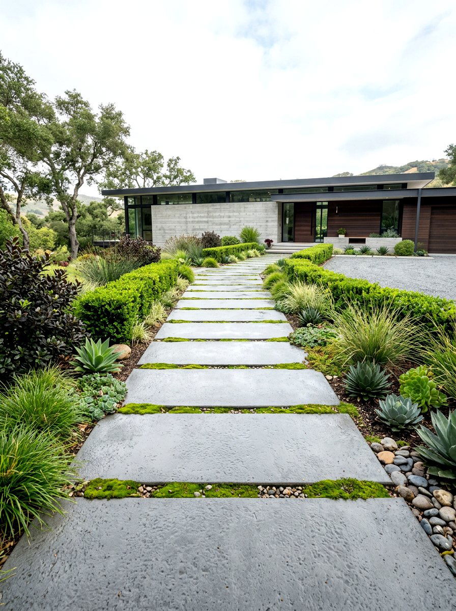 Modern concrete walkway - 25 Spring Entryway Walkway Ideas