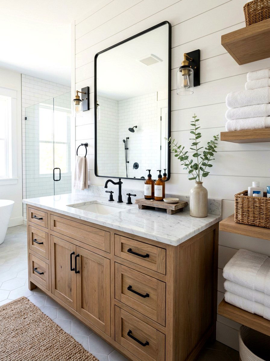 Modern farmhouse bathroom vanity - 25 Spring Modern Farmhouse Decor Ideas