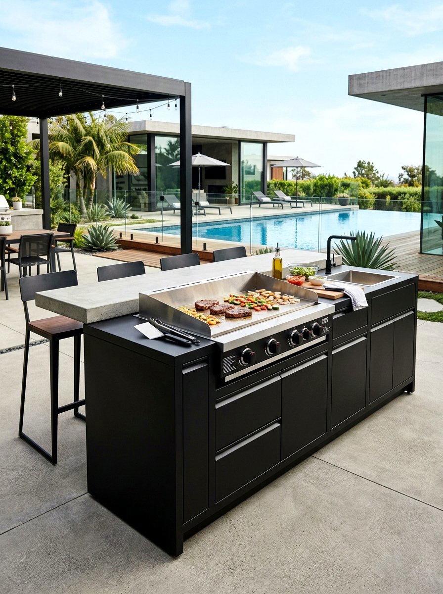 Modern gas griddle - 25 Spring Outdoor Kitchen Decor Ideas