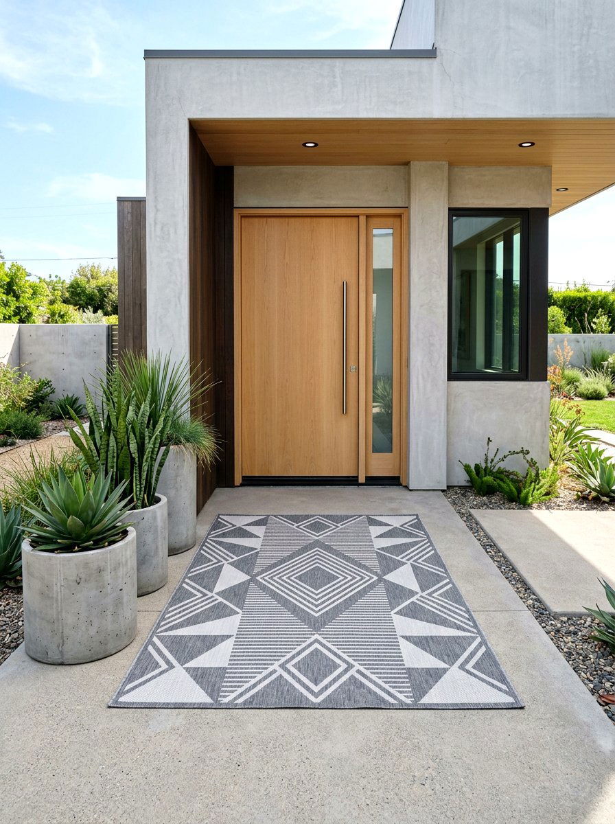 Modern geometric outdoor rug - 25 Spring Welcome Mat Ideas
