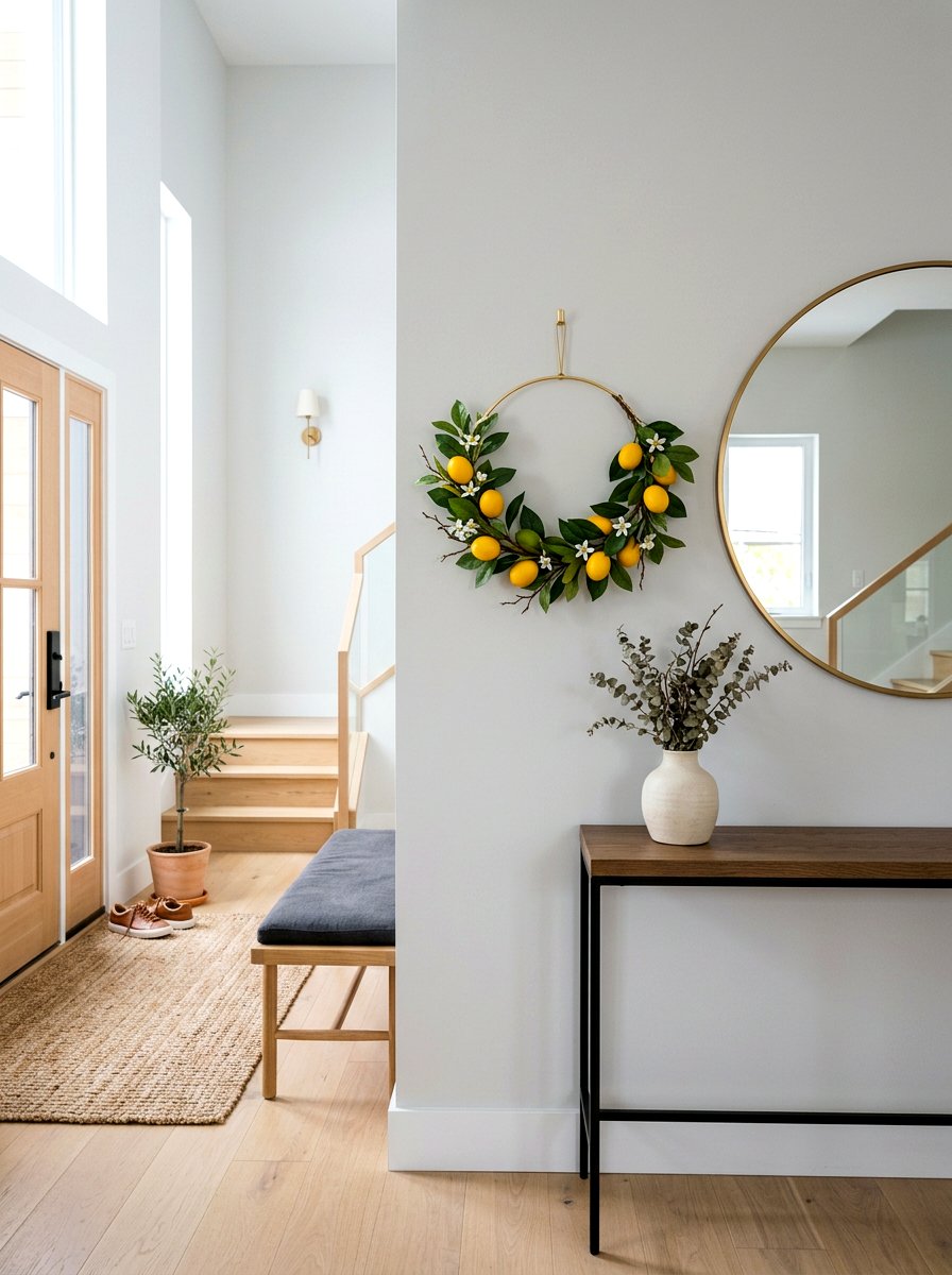 Modern lemon hoop wreath - 25 Spring Lemon Wreath Ideas
