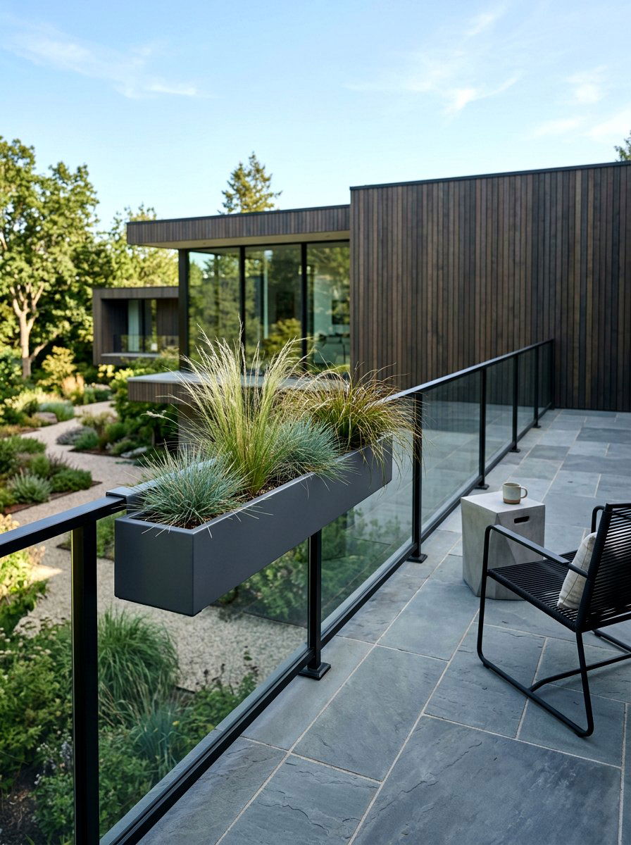 Modern minimalist railing planter - 25 Spring Porch Railing Planter Ideas