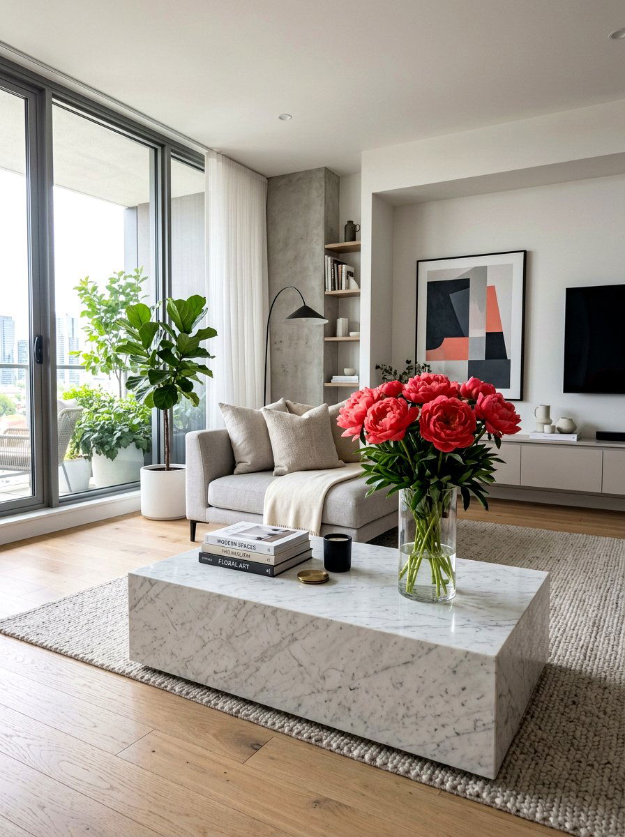 Monochromatic Peony Vase - 25 Spring DIY Flower Arrangement Ideas