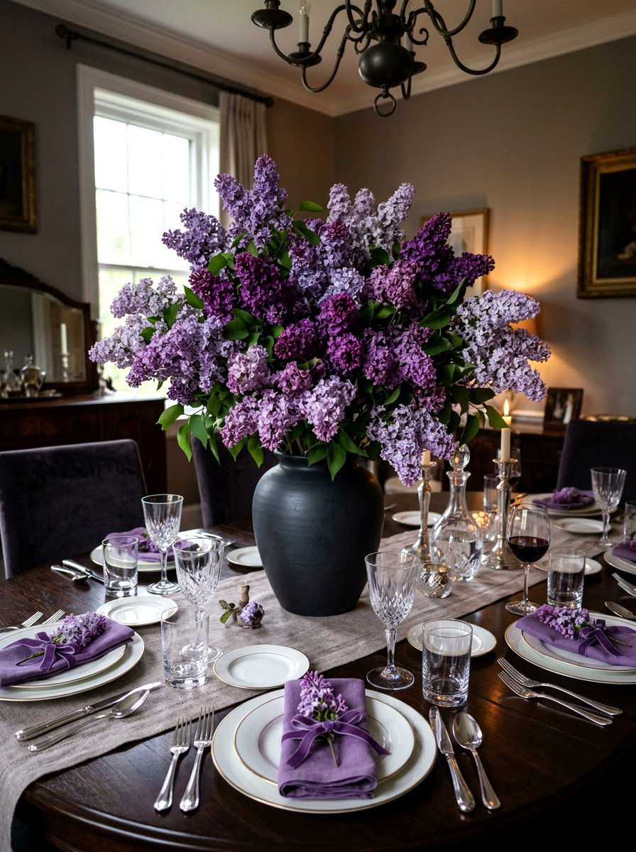 Monochromatic Purple Lilac Grouping - 25 Spring Lilac Arrangement Ideas
