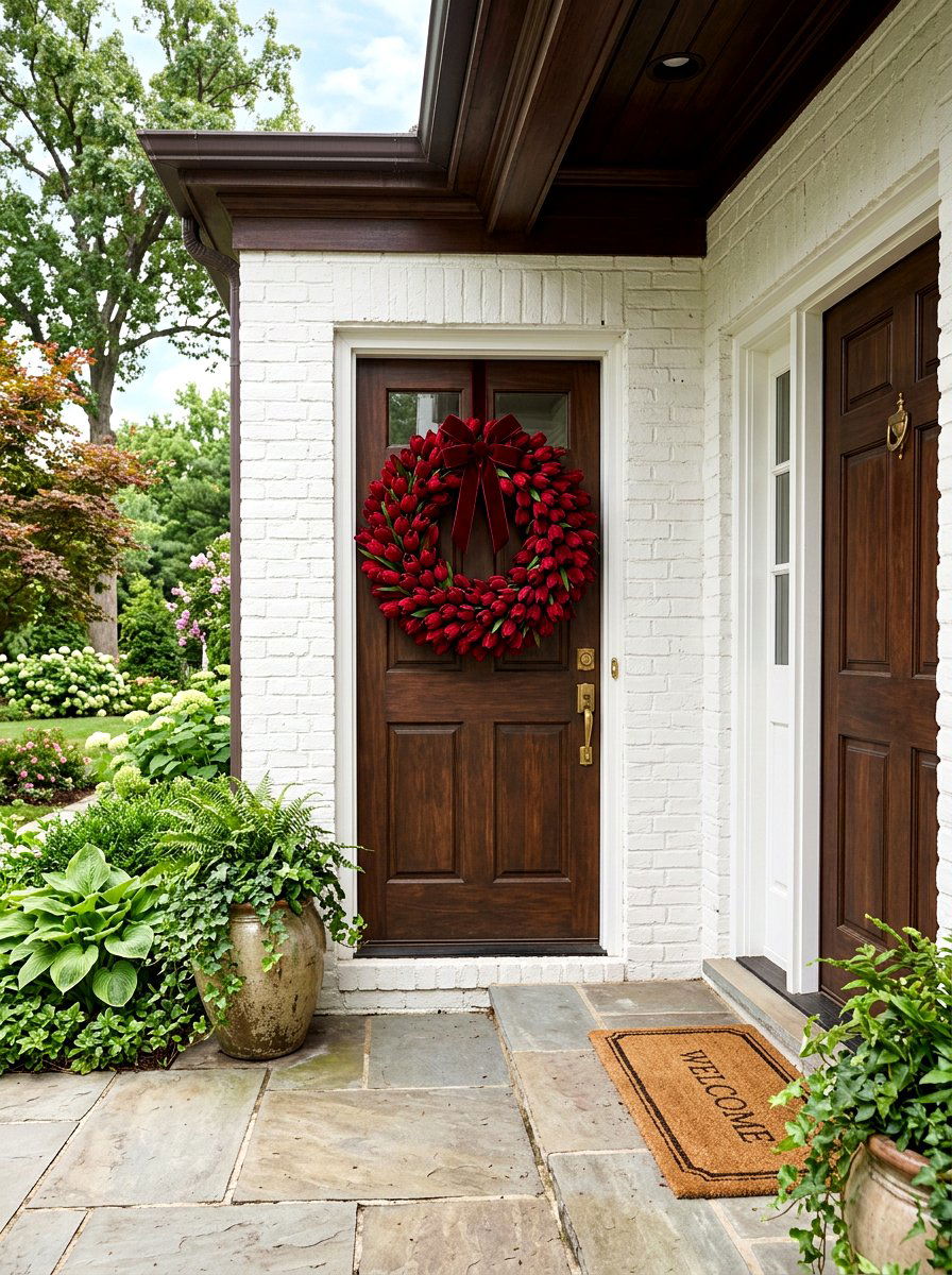 Monochromatic Red Tulip Wreath - 25 Spring Tulip Wreath Ideas