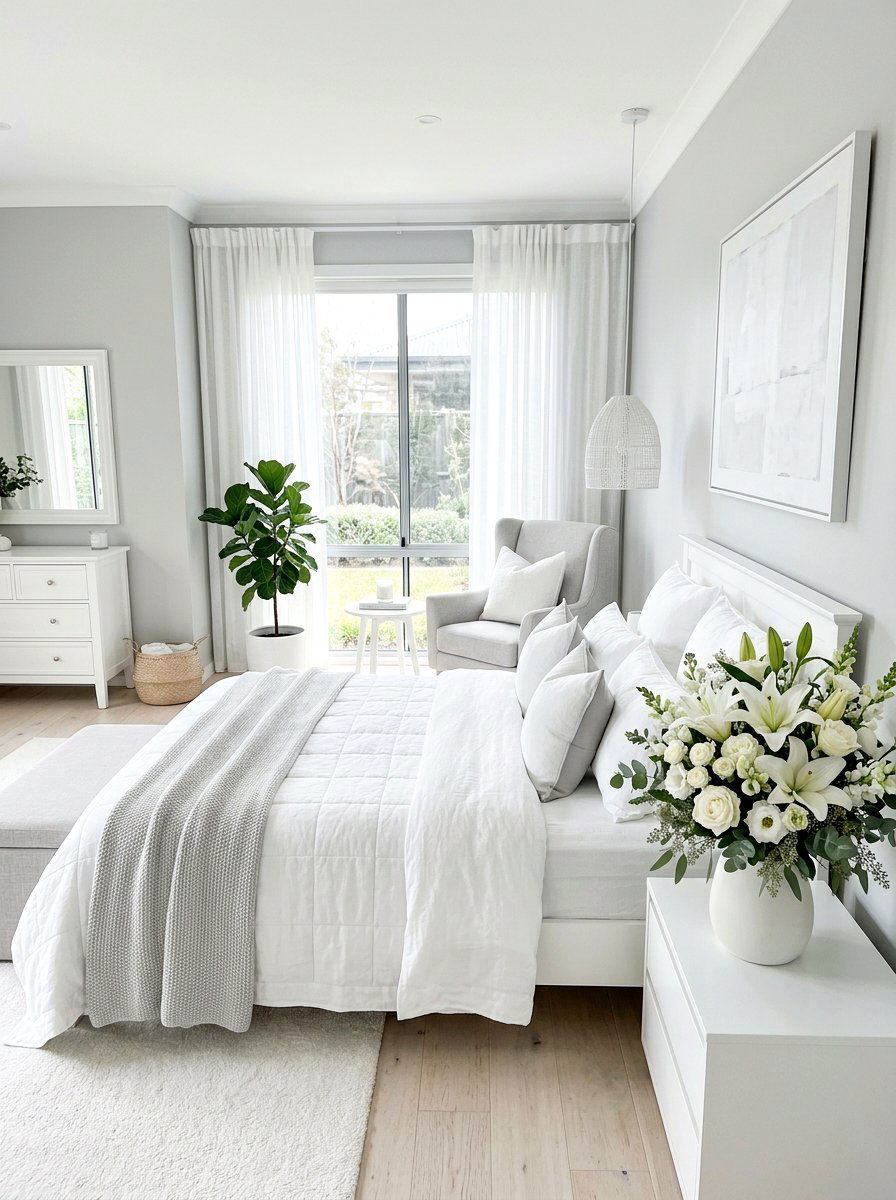 Monochromatic White Floral - 25 Spring Floral Arrangement Ideas