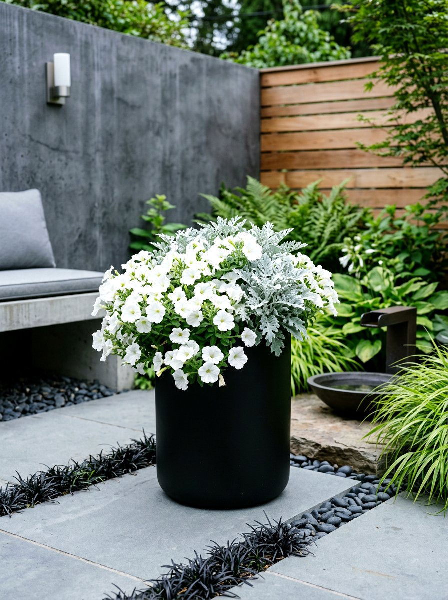 Monochromatic White Flower Pot - 25 Spring Planter Decorating Ideas