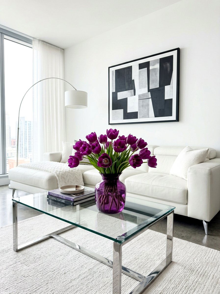 Monochrome tulip arrangement - 25 Spring Tulip Arrangement Ideas