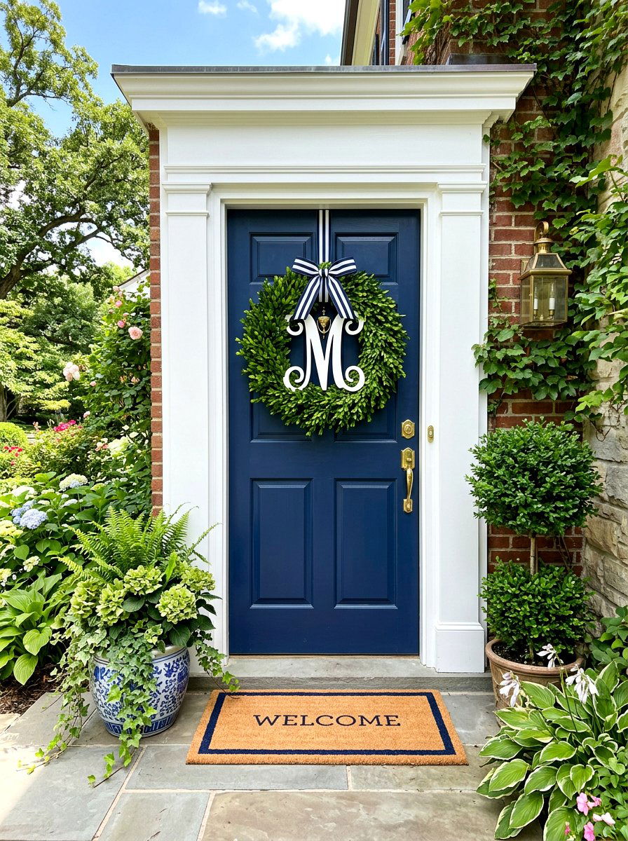 Monogram Boxwood Wreath - 25 Spring Boxwood Wreath Ideas