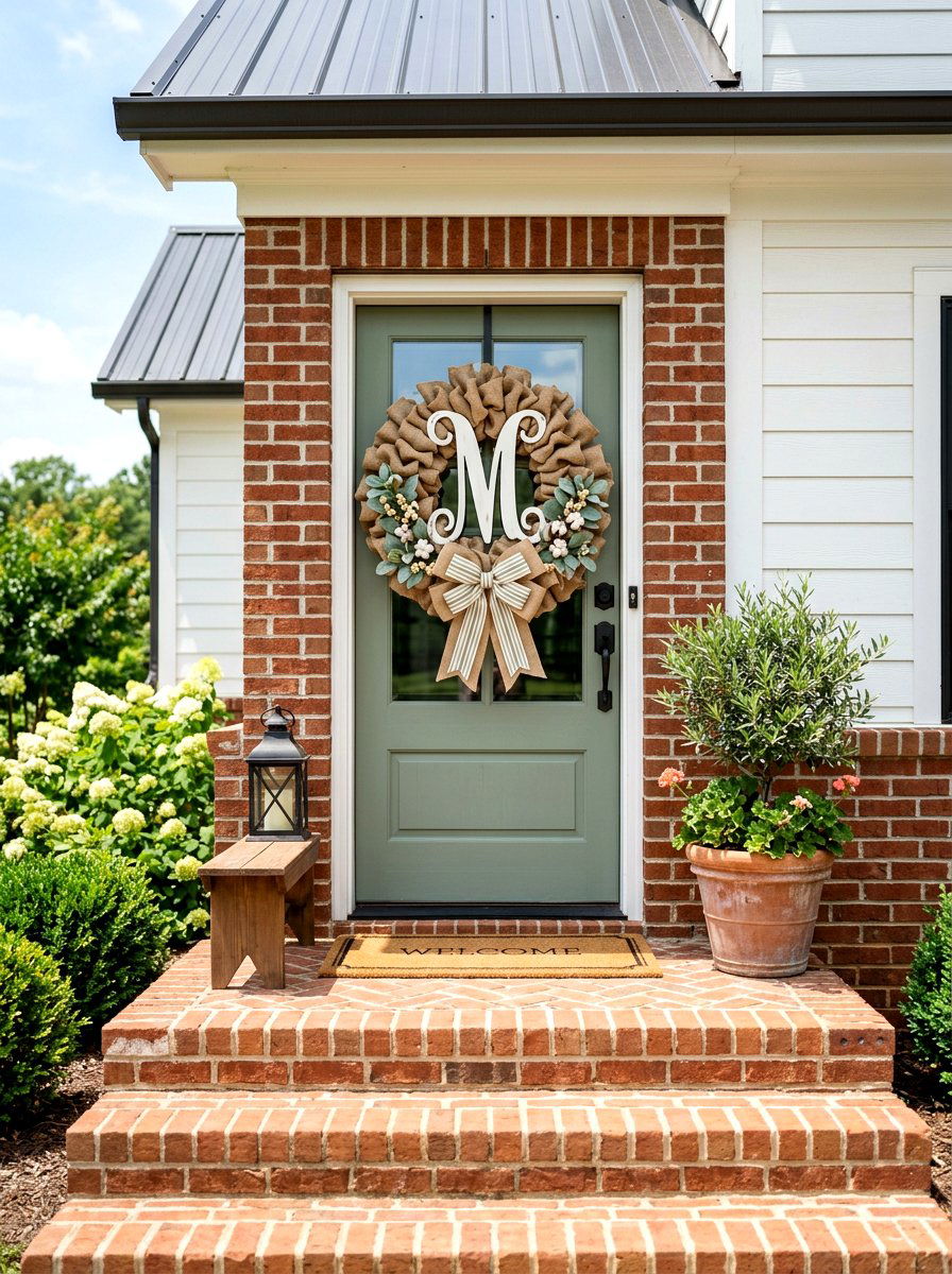Monogram Burlap Wreath - 25 Spring Burlap Wreath Ideas