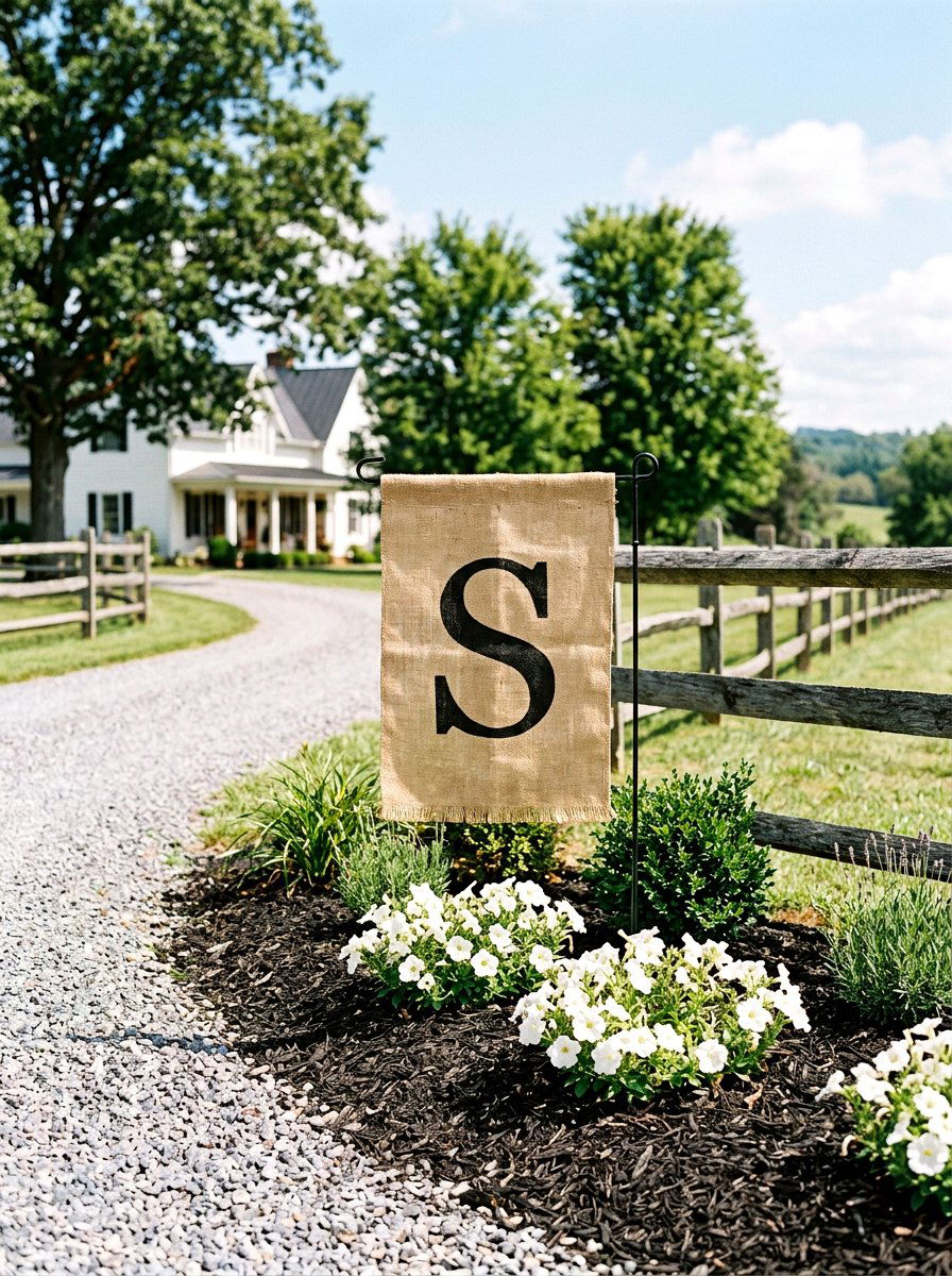 Monogram Burlap Yard Banner - 25 Spring Yard Flag Ideas