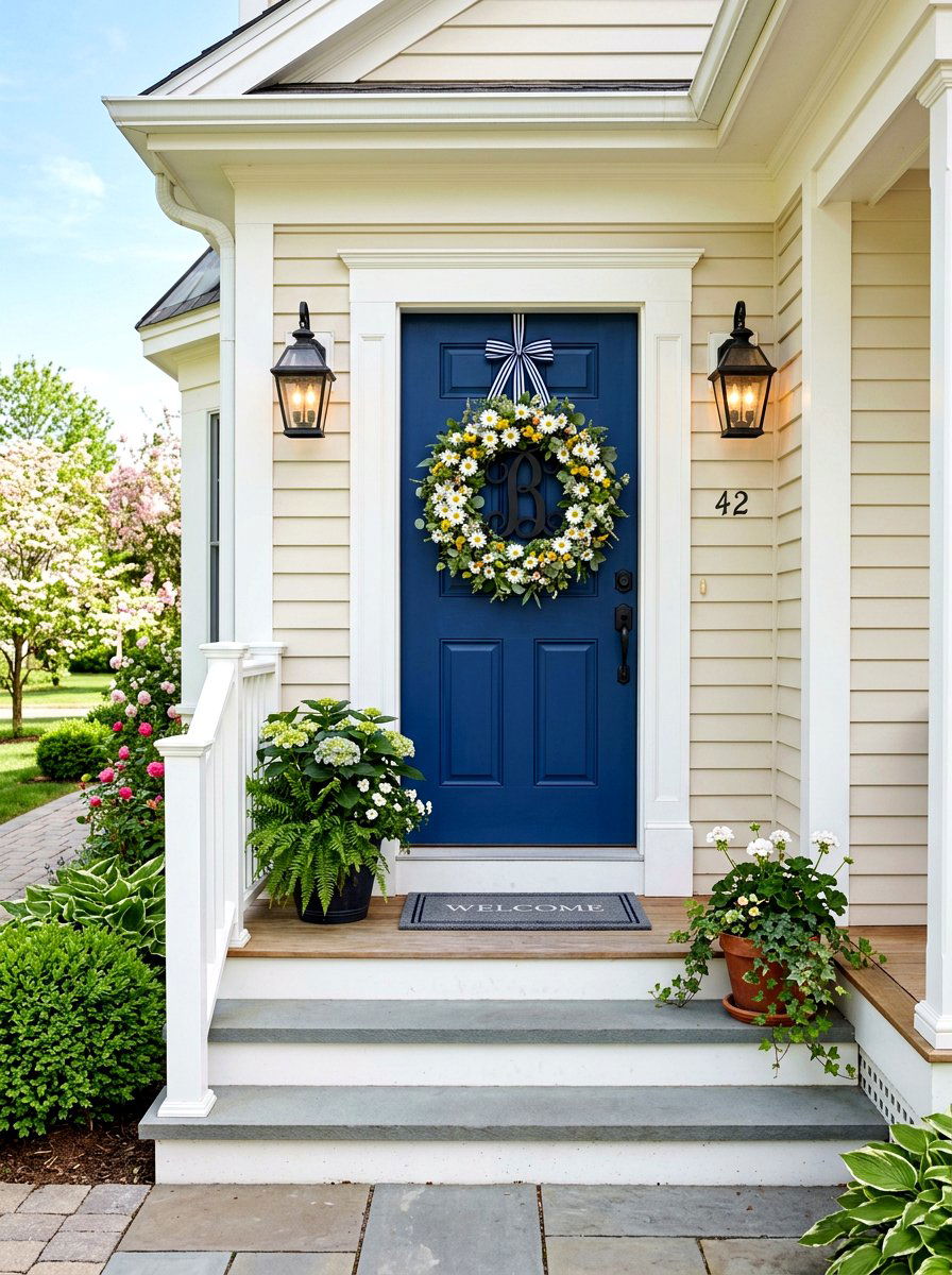Monogram Daisy Door - 25 Spring Daisy Wreath Ideas