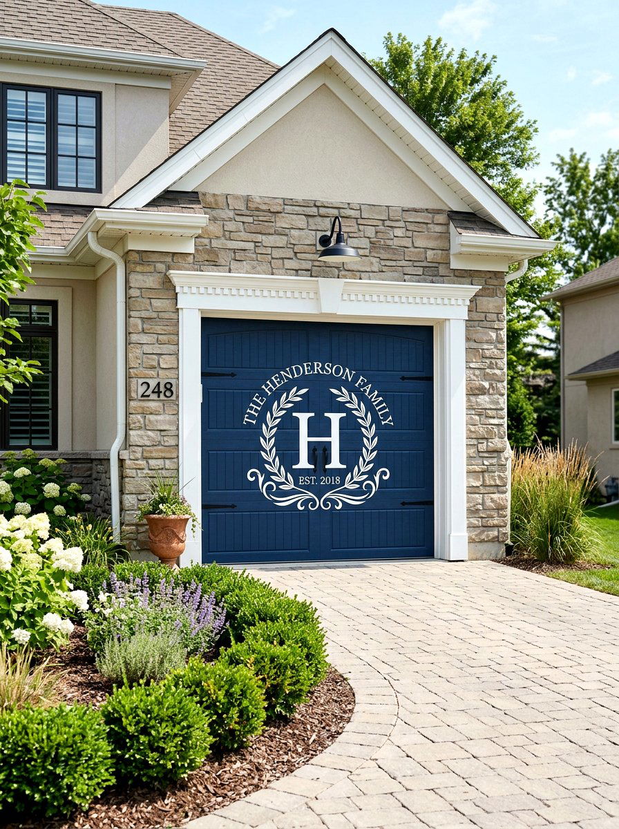 Monogram Garage Door Decal - 25 Spring Garage Door Decor Ideas