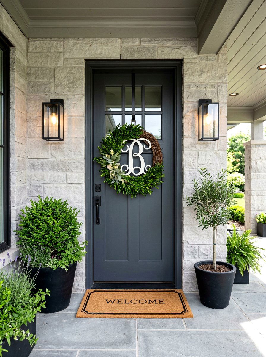 Monogram Grapevine Wreath - 25 Spring Grapevine Door Ideas