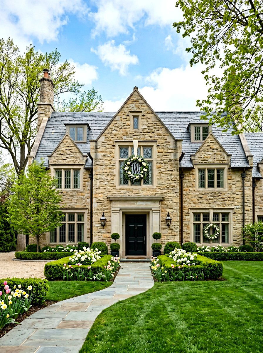 Monogram Spring Wreath - 25 Spring Window Wreath Ideas