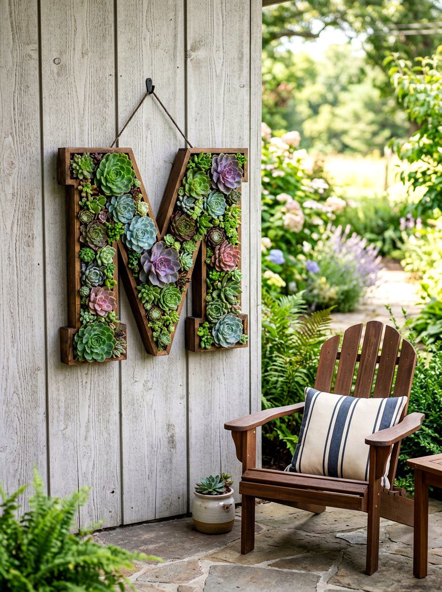 Monogram Succulent Wreath - 25 Spring Succulent Wreath Ideas