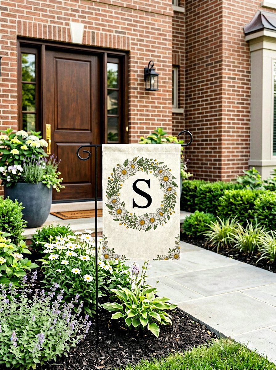 Monogrammed Flower Flag - 25 Spring Garden Flag Ideas