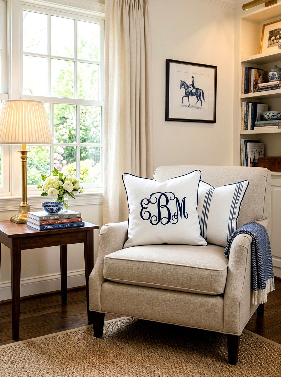 Monogrammed Throw Pillows - 25 Spring Preppy Decor Ideas