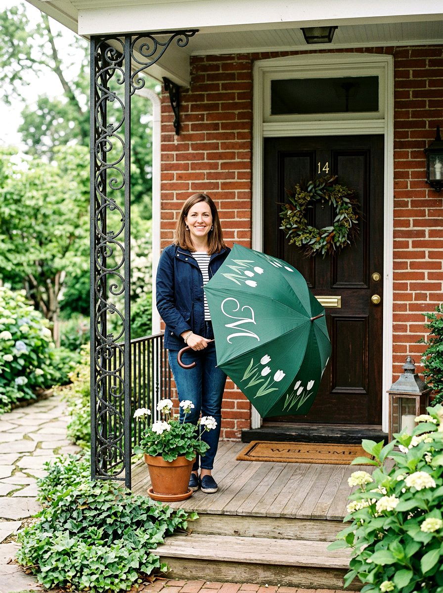Monogrammed Umbrella - 25 Spring Umbrella Door Decor Ideas