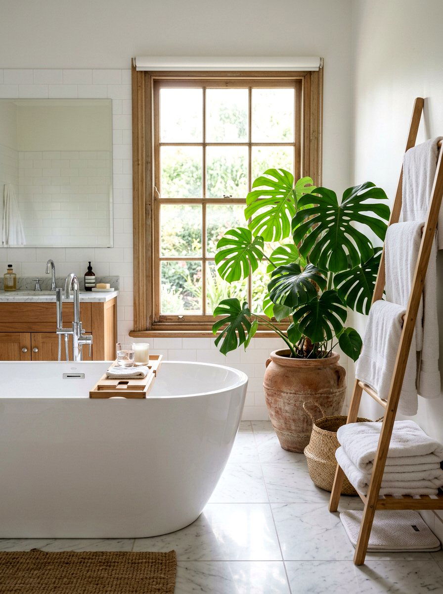 Monstera Bathroom Spa Decor - 25 Spring Monstera Plant Ideas