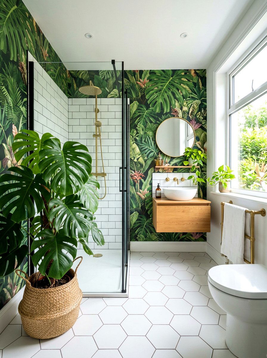 Monstera Deliciosa - 25 Spring Bathroom Plant Ideas