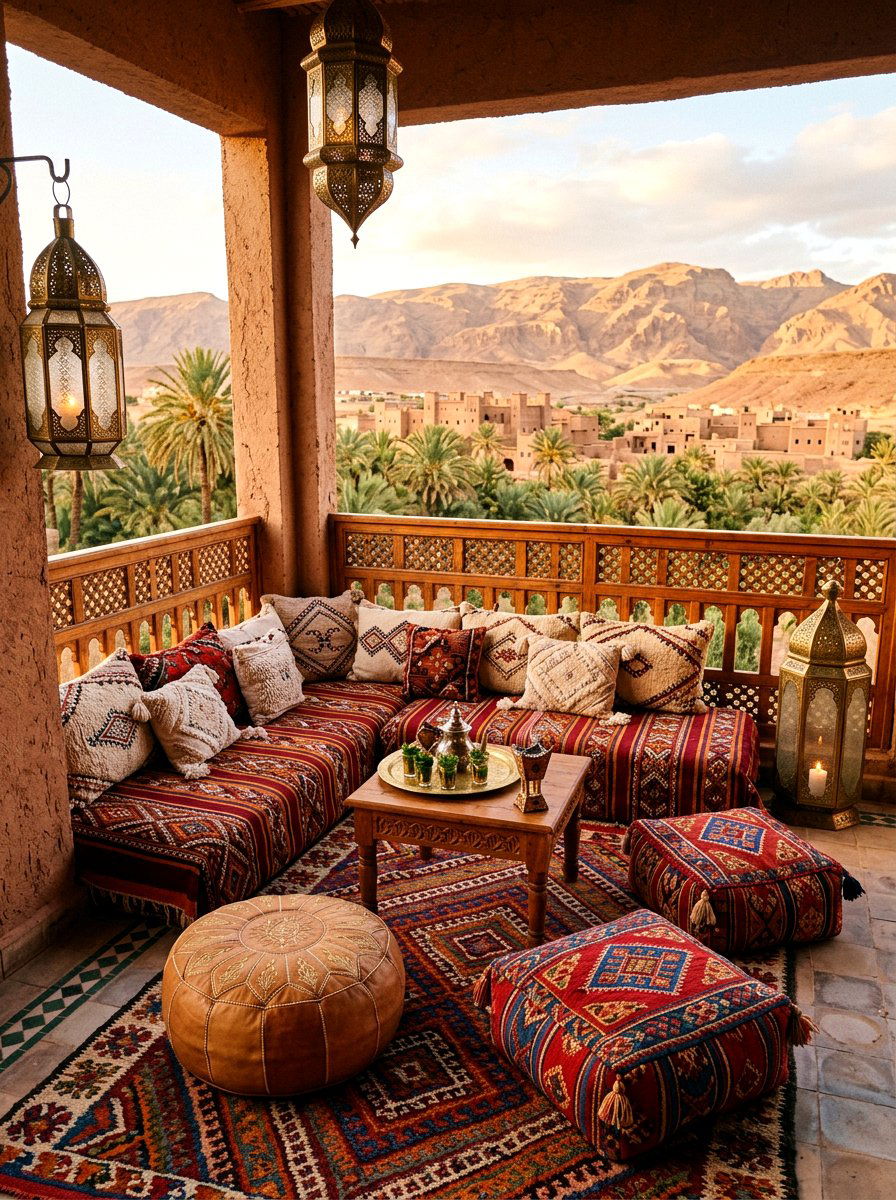 Moroccan Floor Seating - 25 Spring Balcony Seating Decor Ideas